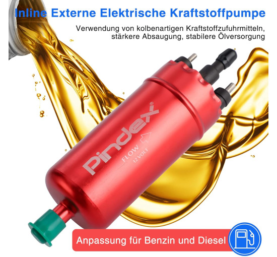 Електричний паливний насос високого тиску Pindex 12В червоний (6035)