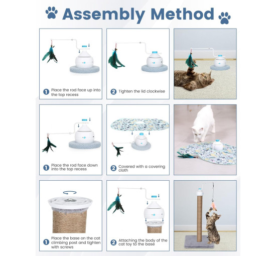 Інтерактивна іграшка для кішок HAPPY HACHI 3 в 1 з пір'ям (6024)