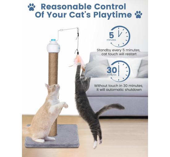 Інтерактивна іграшка для кішок HAPPY HACHI 3 в 1 з пір'ям (6024)