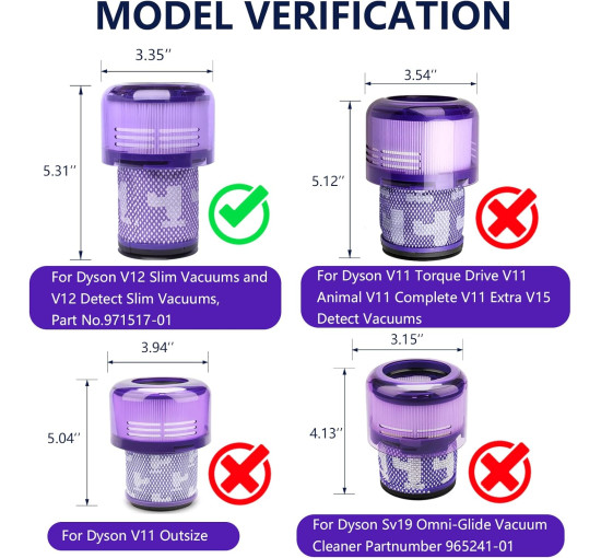 Комплект из 2 HEPA-фильтов Avken совместим с пылесосами Dyson V12 Detect Slim (6054)