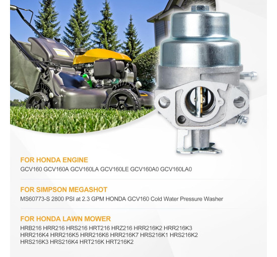 Комплект карбюратора Pindex для газонокосарки Honda GCV160 з фільтром (6041)