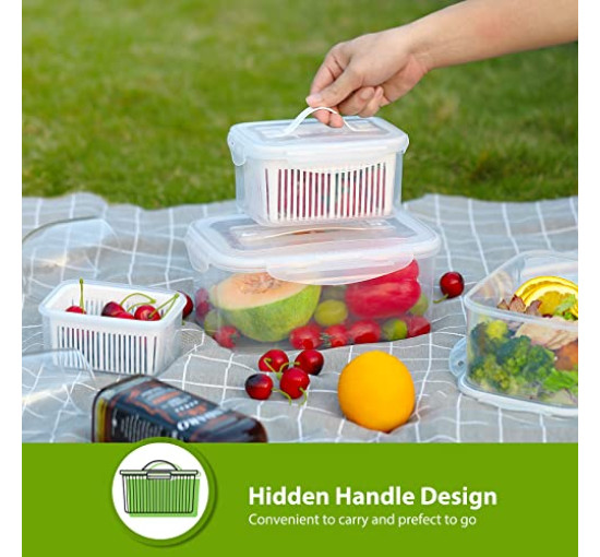 Контейнеры LUXEAR для хранения продуктов с крышкой и дуршлагом набор из 5 шт (6055)