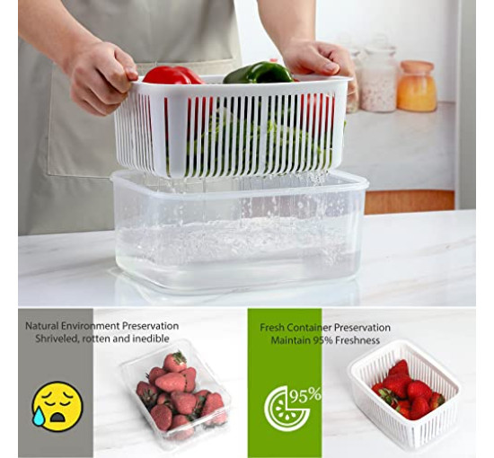 Контейнеры LUXEAR для хранения продуктов с крышкой и дуршлагом набор из 5 шт (6055)