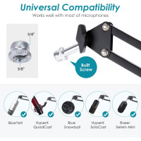 Мікрофонна стійка YOUSHARES сумісний із Blue Yeti/HyperX QuadCast чорний (6015)