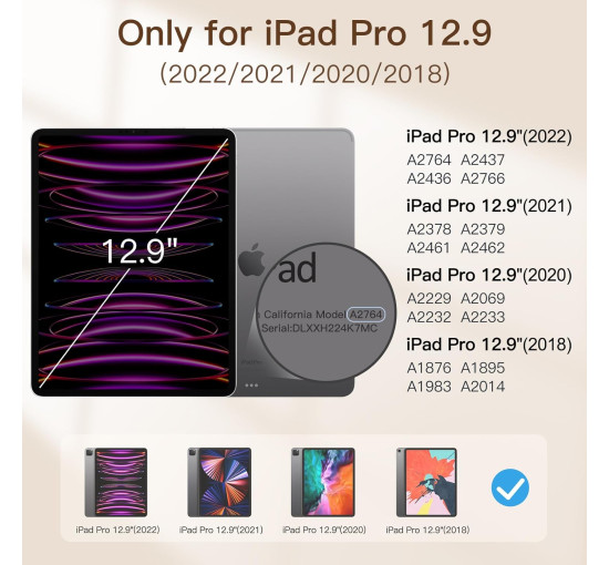 Магнитный чехол JETech для iPad Pro 12,9 дюймов черный (6049)