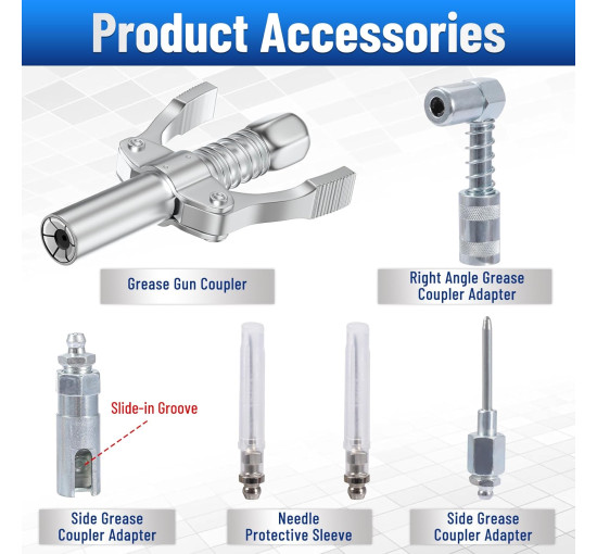 Набір CarBole з 5 аксесуарів для мастильного пістолета 10000 PSI (6044)