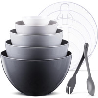 Набор LUXEAR из 5 мисок для подготовки продуктов 5 крышек и 2 кухонных ложек черный (6060)
