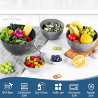 Набір LUXEAR із 5 мисок для підготовки продуктів 5 кришок та 2 кухонних ложок чорний (6060)