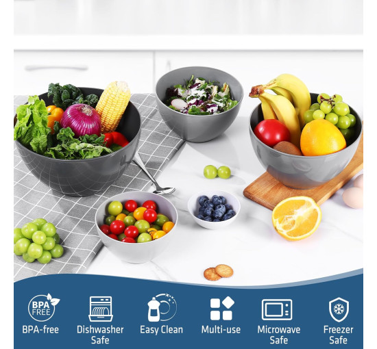 Набір LUXEAR із 5 мисок для підготовки продуктів 5 кришок та 2 кухонних ложок чорний (6060)