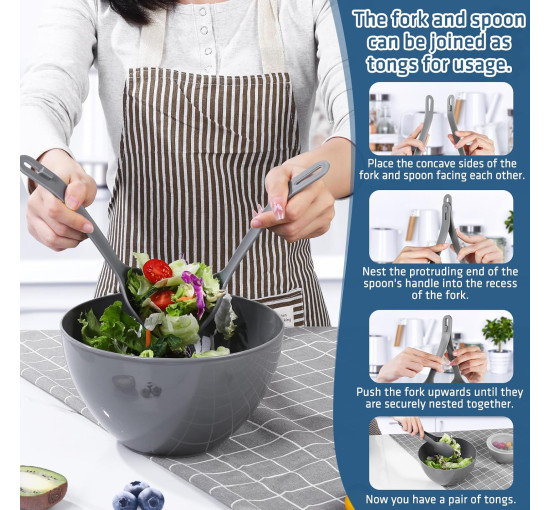 Набір LUXEAR із 5 мисок для підготовки продуктів 5 кришок та 2 кухонних ложок чорний (6060)