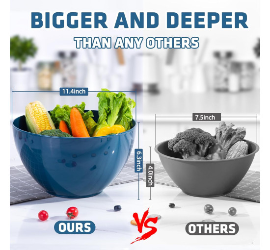 Набор LUXEAR из 6 мисок для подготовки продуктов 6 крышек и 2 кухонных ложек синий (6059)