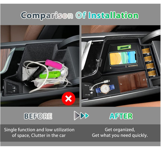 Органайзер GAFAT для центральної консолі Volvo XC60 XC90 V60 S60 V90 S90 2017-2024 чорний (6084)