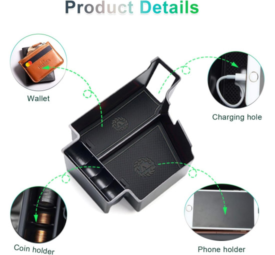 Органайзер GAFAT для центральної консолі Volvo XC60 XC90 V60 S60 V90 S90 2017-2024 чорний (6084)