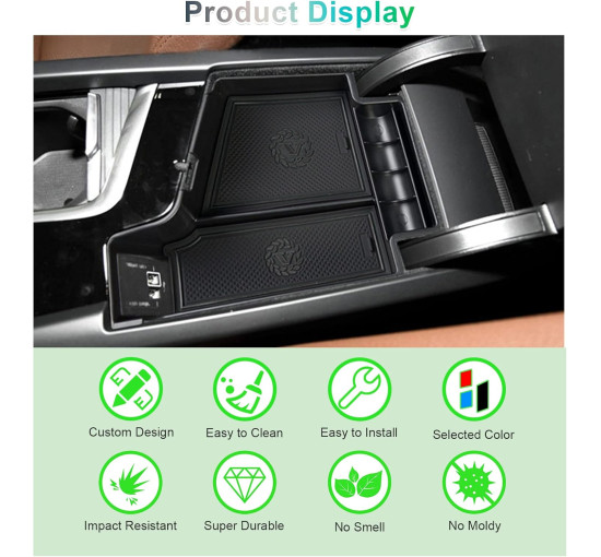 Органайзер GAFAT для центральної консолі Volvo XC60 XC90 V60 S60 V90 S90 2017-2024 чорний (6084)