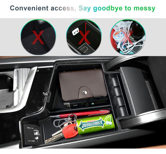 Органайзер GAFAT для центральної консолі Volvo XC60 XC90 V60 S60 V90 S90 2017-2024 чорний (6084)