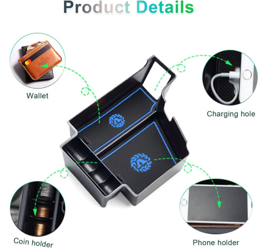 Органайзер GAFAT для центральної консолі Volvo XC60 XC90 V60 S60 V90 S90 2017-2024 синій (6085)