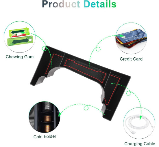 Органайзер GAFAT рядом с подстаканником совместимо с Hyundai Kona SX2 2024 2025 2026 красный (6102)