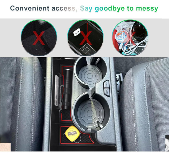 Органайзер GAFAT рядом с подстаканником совместимо с Hyundai Kona SX2 2024 2025 2026 красный (6102)