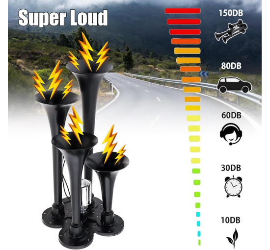 Пневматический звуковой сигнал Kensbro 12 В/24 В 150 дБ черный (6014)