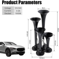 Пневматический звуковой сигнал Kensbro 12 В/24 В 150 дБ черный (6014)