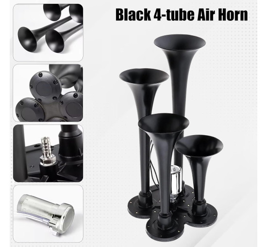 Пневматический звуковой сигнал Kensbro 12 В/24 В 150 дБ черный (6014)