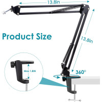 Підставка для мікрофона YOUSHARES сумісний з HyperX QuadCast Boom Arm чорний (6018)