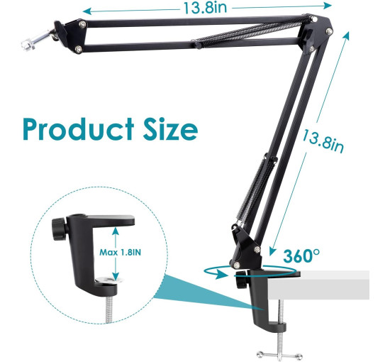 Подставка для микрофона YOUSHARES совместимс HyperX QuadCast Boom Arm черный (6018)