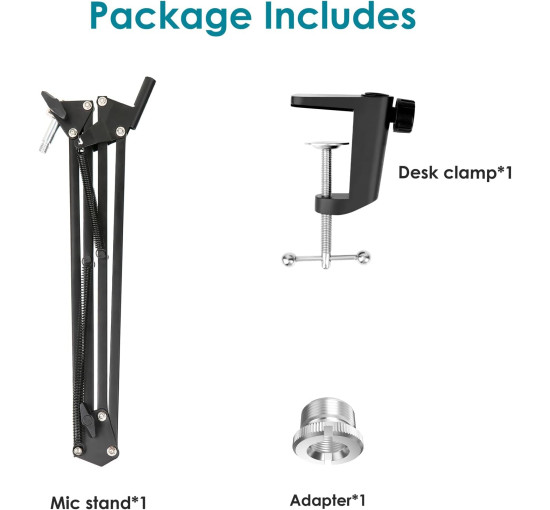 Подставка для микрофона YOUSHARES совместимс HyperX QuadCast Boom Arm черный (6018)