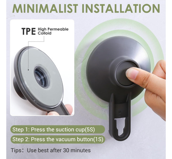 Тримач для рушників LUXEAR на присосці з 5 гачками сірий (6058)