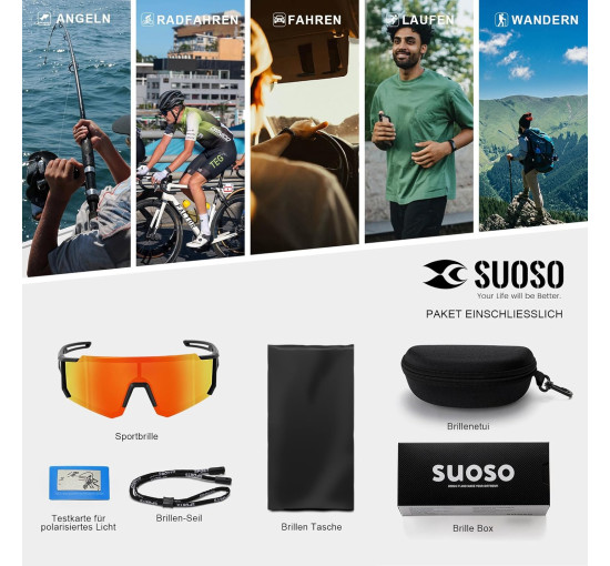 Поляризовані спортивні сонцезахисні окуляри Suoso (6066)