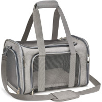 Портативная мягкая переноска для домашних животных серый (6097)