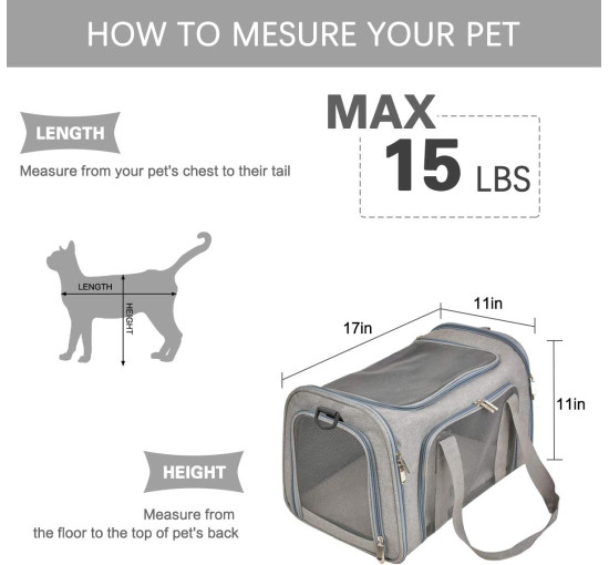 Портативная мягкая переноска для домашних животных серый (6097)