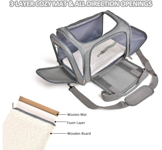 Портативная мягкая переноска для домашних животных серый (6097)