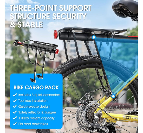 Универсальный задний багажник West Biking для велосипеда черный (6107)