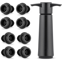 Вакуумный насос для вина с 8 пробками черный (6029)