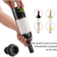 Вакуумний насос для вина з 8 пробками чорний (6029)