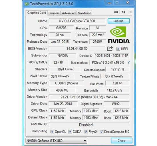 Видеокарта QTHREE GTX 960 4 ГБ GDDR5 для ПК PCI Express x16 DirectX 12 (6099)