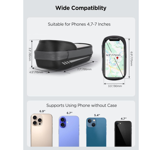 Водонепроникний тримач LEMEGO для телефону діагоналлю 4,7-7 дюймів на велосипед сірий (6070)