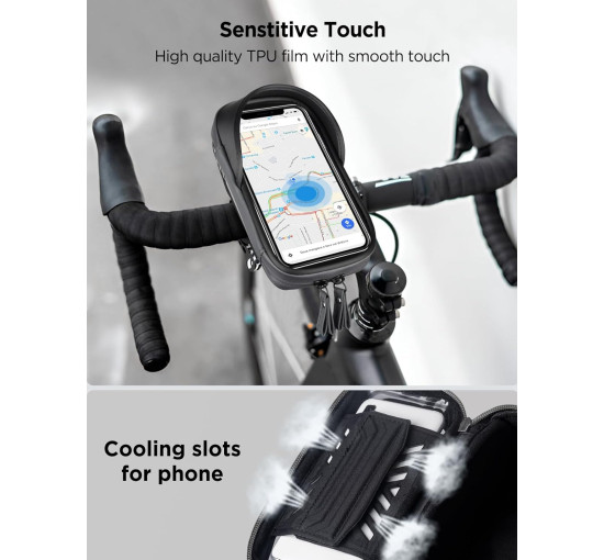 Водонепроникний тримач LEMEGO для телефону діагоналлю 4,7-7 дюймів на велосипед сірий (6070)