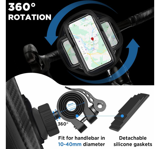 Водонепроницаемый держатель мобильного телефона LEMEGO на велосипед черный (6051)