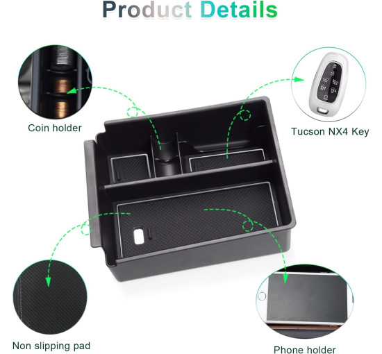 Ящик для зберігання в центральній консолі сумісний з Hyundai Tucson NX4 білий (6082)
