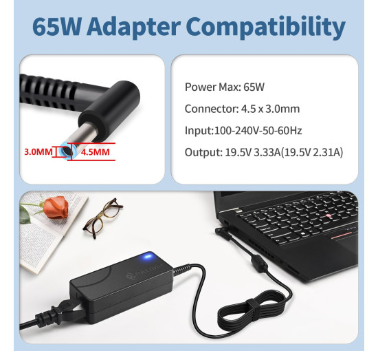 Зарядний пристрій PAEBAI+ 65 Вт/45 Вт для ноутбуків HP Pavilion Zbook ProBook (6106)