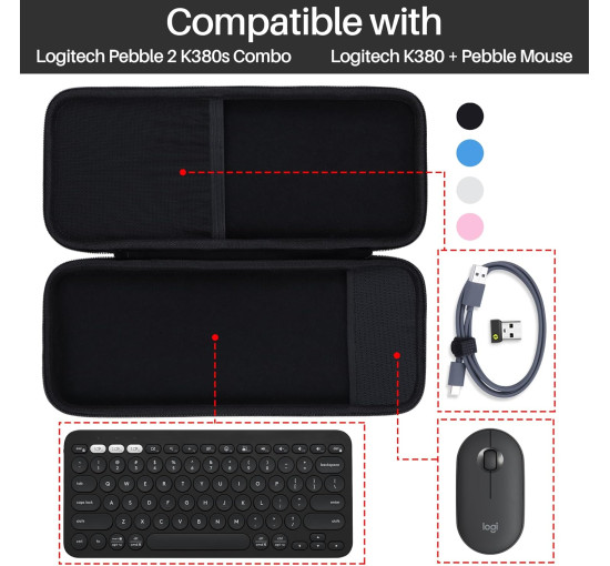 Жесткий чехол Lebakort для клавиатуры совместимый с Logitech Pebble Keys 2 Combo K380s черный (6013)