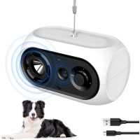 Автоматическое устройство против лая собак Queenmew перезаряжаемое 3 регулируемые частоты бело-черный (my-11091)