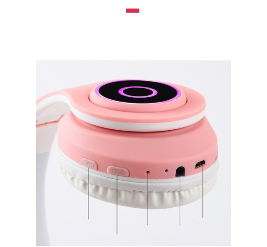 Беспроводные Bluetooth наушники CXT-B39 со светящимися ушками и подсветкой, розовый (my-19040)