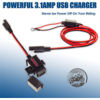 Комплект USB-портів MOTOPOWER MP0609A для мотоцикла 3.1A, адаптер SAE-USB для мотоцикла (0193)
