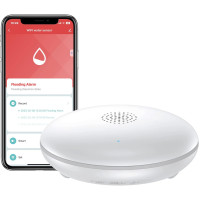 Детектор протікання води HEIMAN WS2WL з батареєю, розумний датчик води, 75 дБ WiFi 2,4 ГГц для кухні, підвалу та ванної кімнати, білий (0067)
