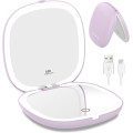 Дзеркало для макіяжу WOBSION BM-2320B-2 з підсвічуванням та збільшенням, складне дзеркало для сумки, подарунок, фіолетове (0041)