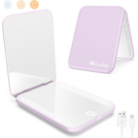 Зеркало для макияжа WOBSION MR-L2307C-Violet FR с подсветкой, с 1/3-кратным увеличением для женщин, фиолетовый (0047)