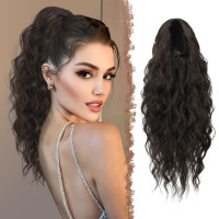 Наращивание волос FESHFEN на заколках, мягкое синтетическое наращивание волос для женщин, 18 дюймов, темно-коричневый (0111)